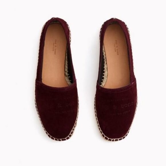 RAG & BONE Burgundy Wine Suede Leather Espadrille Slipon Loafers Flats - Picture 3 of 14